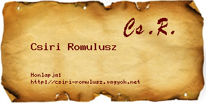Csiri Romulusz névjegykártya